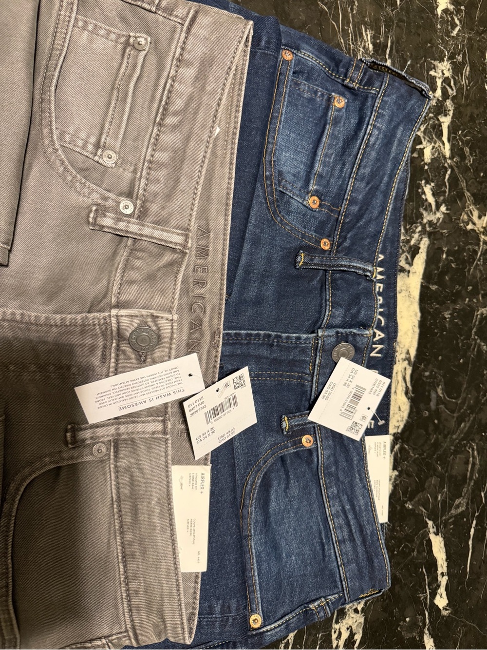 American Eagle Outfitters Dark Blue Denim Jeans with Embroidered Waist brand New